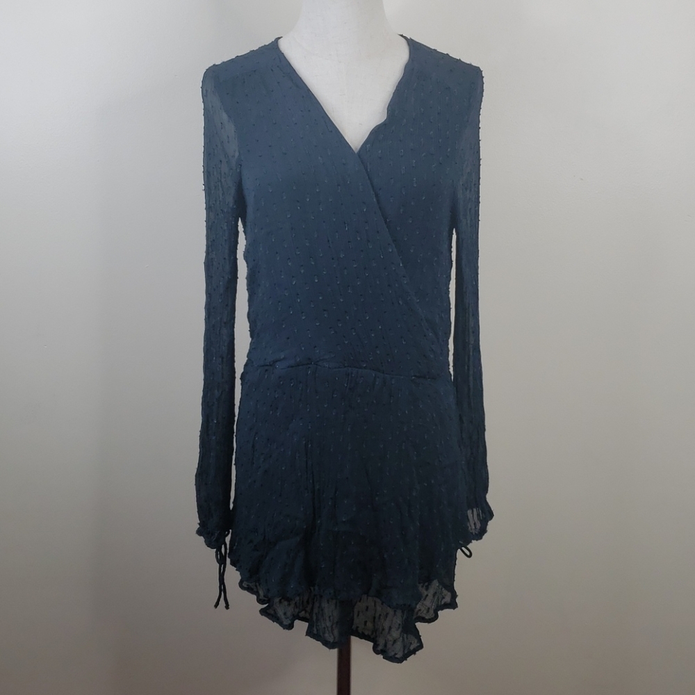 Free People Dalilah Black Sheer Dot Print Dress Size M